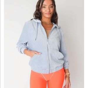 Adam Selman Sport Zip-Front Hoodie Light Blue XS NWT